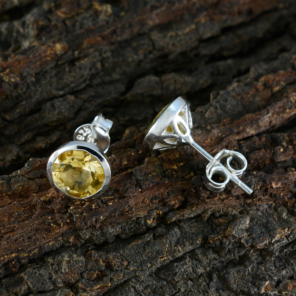 Citrine-Egyptian-Stella-Solitaire-Stud-Yellow-925-Sterling-Silver-Earring