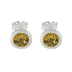 Citrine-Egyptian-Stella-Solitaire-Stud-Yellow-925-Sterling-Silver-Earring