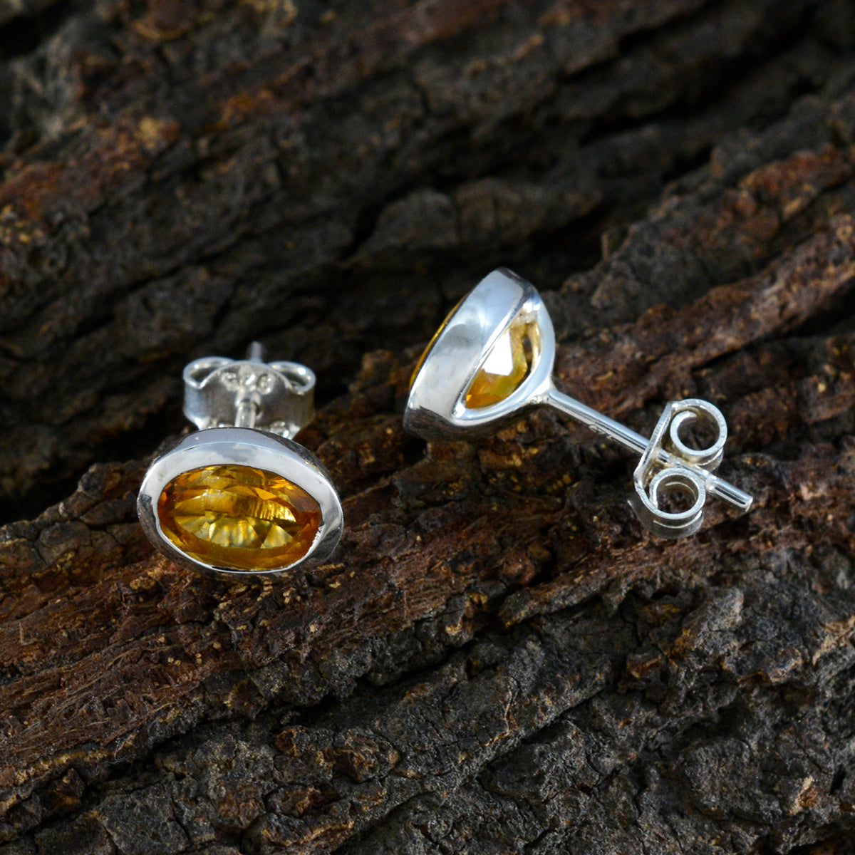 Citrine-Turkish-Hua-Solitaire-Stud-Yellow-Sterling-Silver-Earring