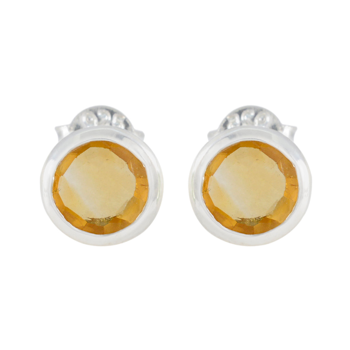 Citrine-Japanese-Wen-Solitaire-Stud-Yellow-Sterling-Silver-Earring Imagen principal del producto