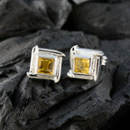 Citrine-American-Aiko-Solitaire-Stud-Yellow-925-Silver-Earring