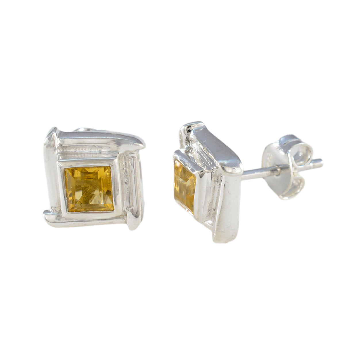 Citrin American Aiko Solitaire Stud Gult 925 Silverörhänge Sekundär produktbild