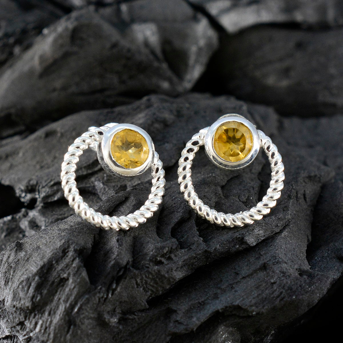 Citrine-American-Amanda-Solitaire-Stud-Yellow-925-Sterling-Silver-Earring