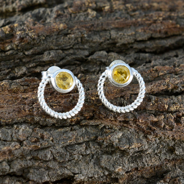 Citrine-American-Amanda-Solitaire-Stud-Yellow-925-Sterling-Silver-Earring