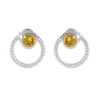 Citrine-American-Amanda-Solitaire-Stud-Yellow-925-Sterling-Silver-Earring