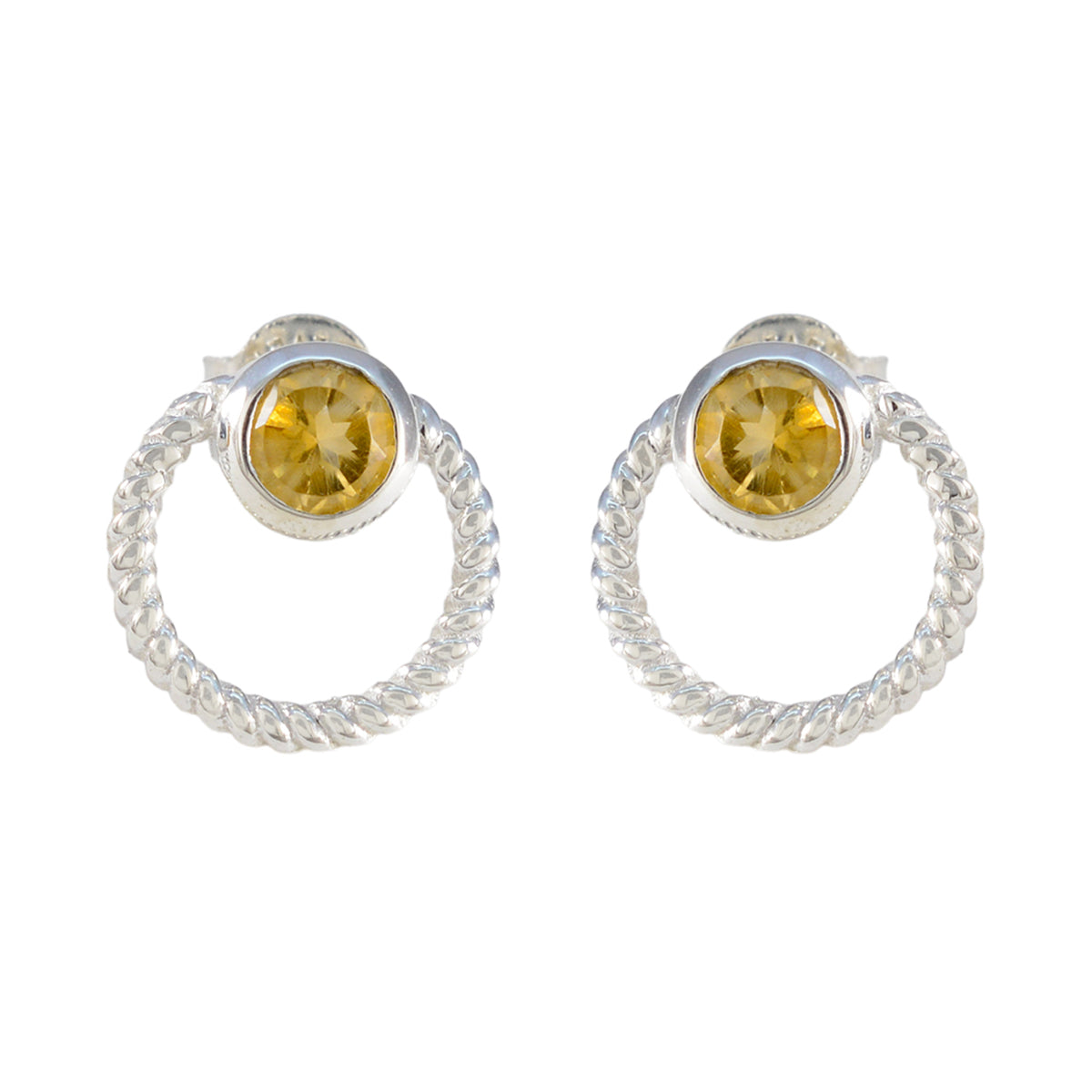 Citrine-American-Amanda-Solitaire-Stud-Yellow-925-Sterling-Silver-Earring