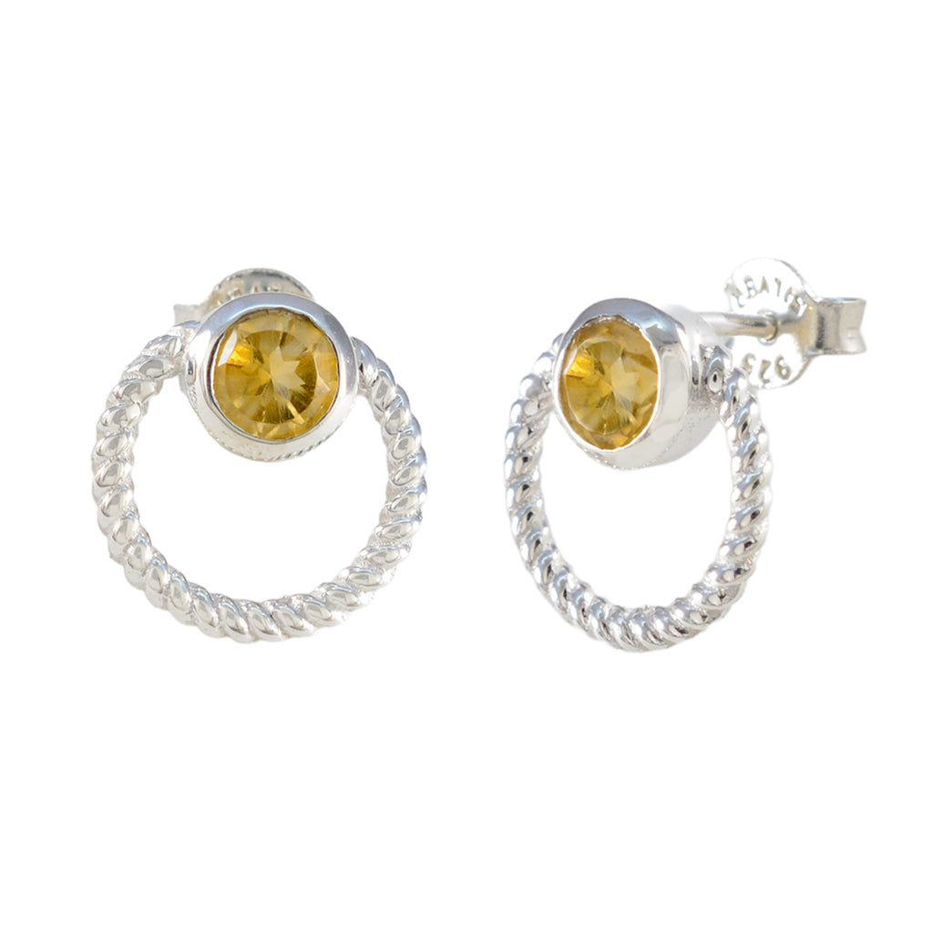 Citrine-American-Amanda-Solitaire-Stud-Yellow-925-Sterling-Silver-Earring