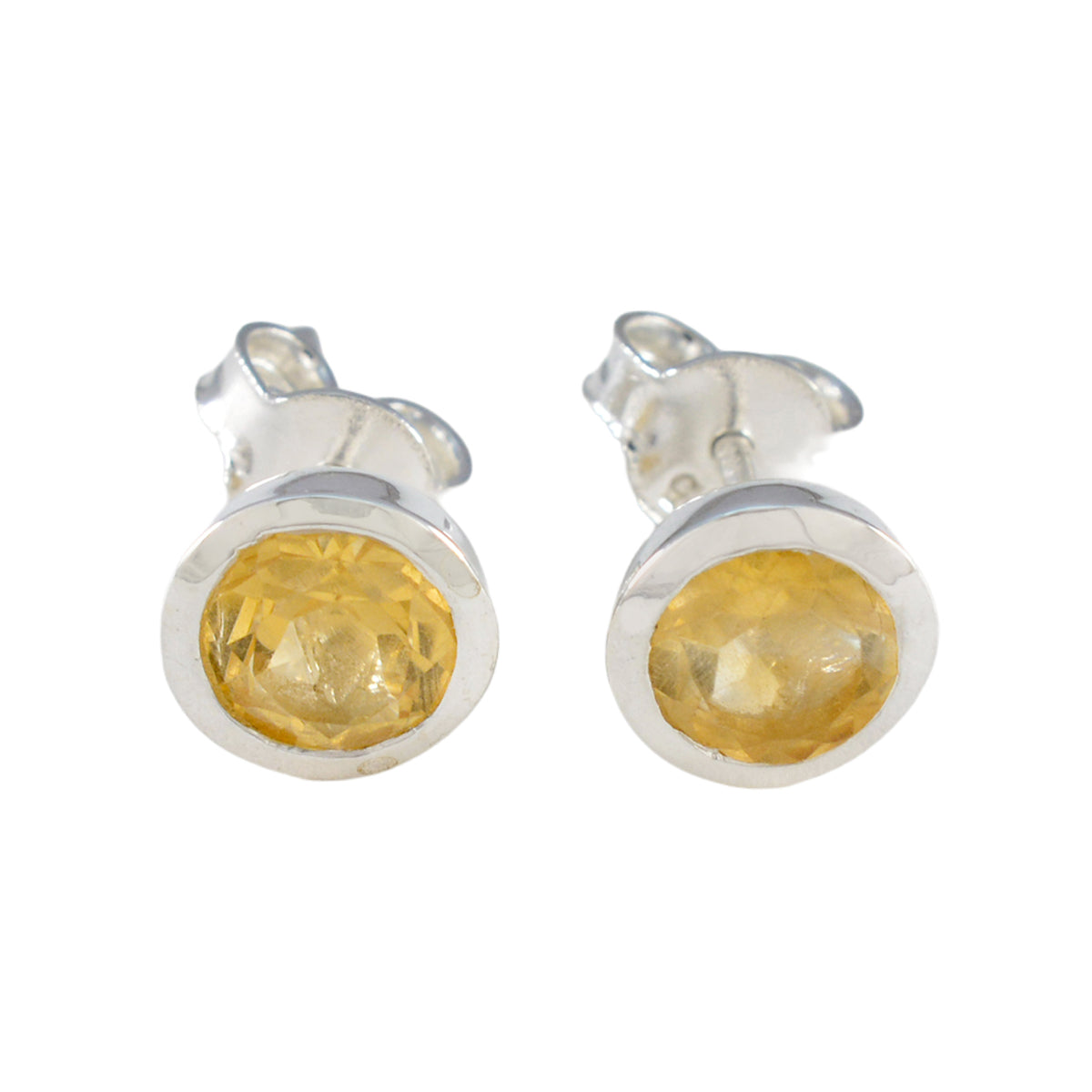 Citrine-American-Fernanda-Solitaire-Stud-Yellow-Silver-Earring Huvudsaklig produktbild