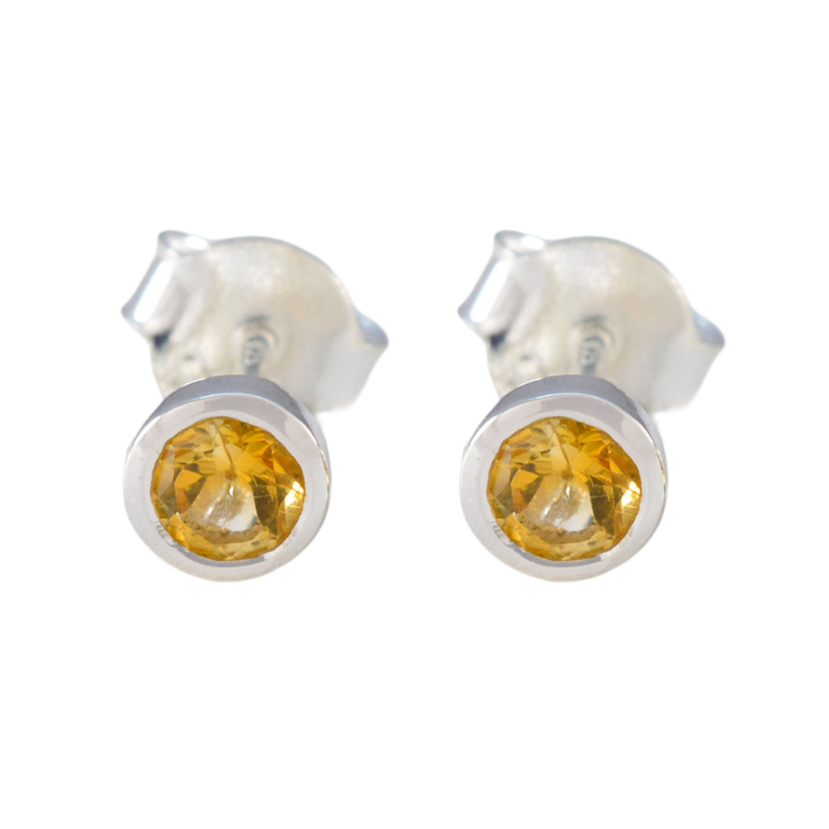 Citrine-American-Lourdes-Solitaire-Stud-Yellow-925-Silver-Earring Huvudsaklig produktbild