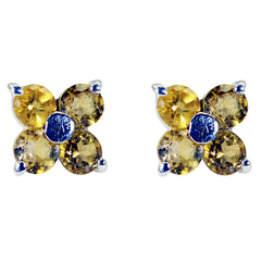 Citrine-Egyptian-María-multiple-Stud-Yellow-92.5-Silver-Earring