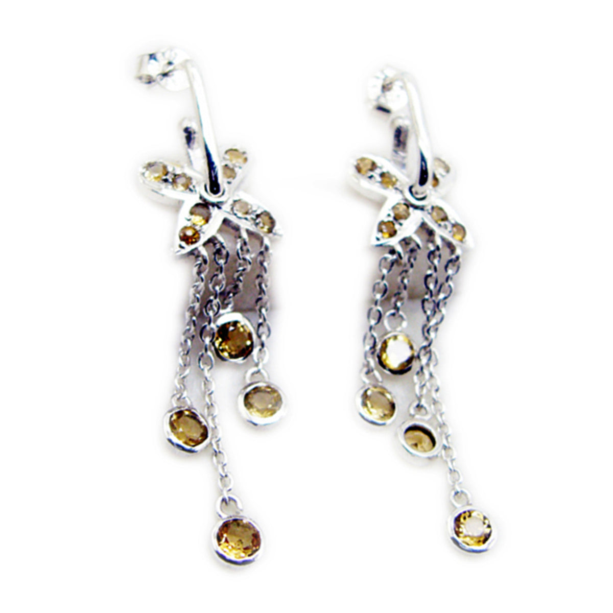 Citrine-Japanese-Victoria-multiple-Dangle-Yellow-Sterling-Silver-Earring
