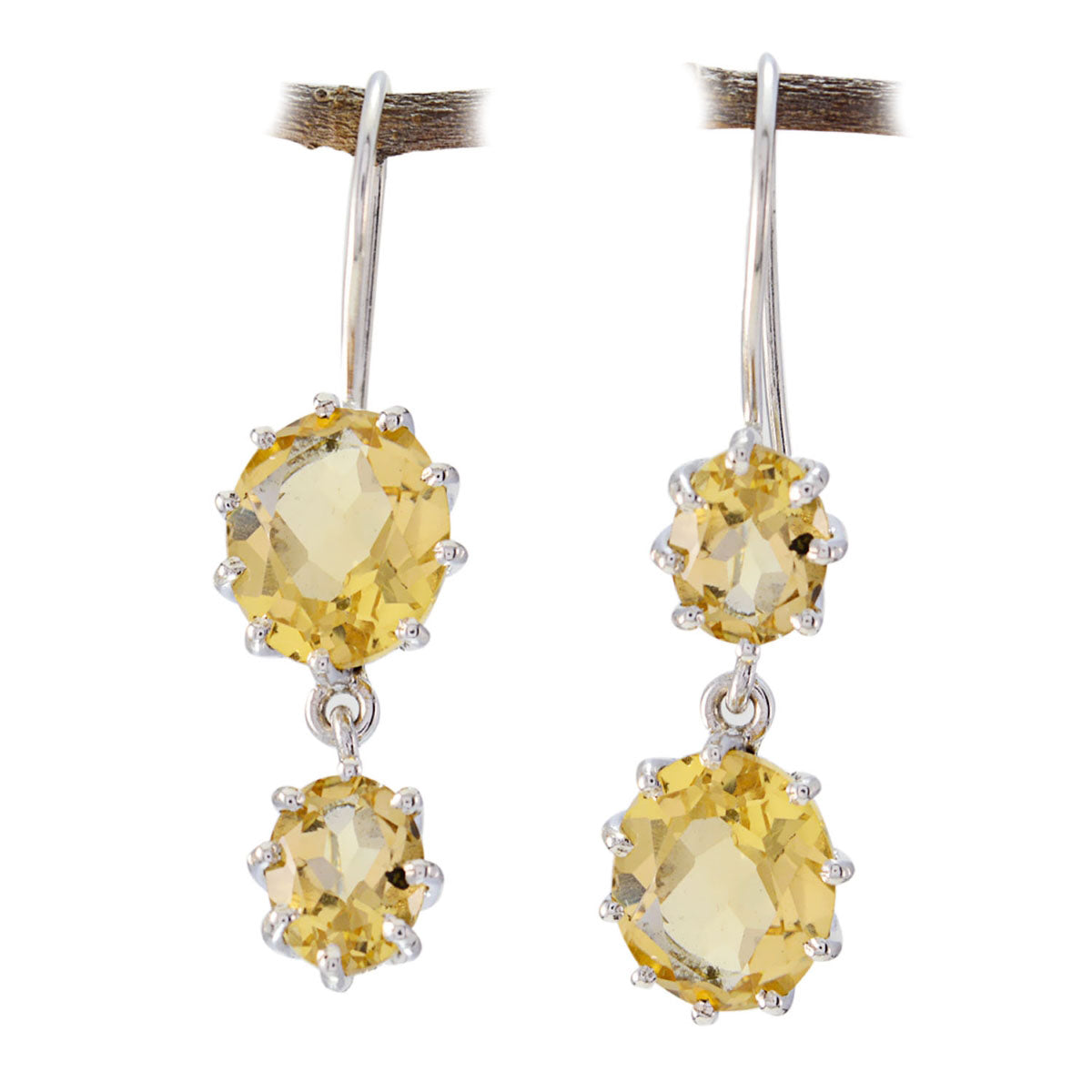 Citrine Turkish Violet multiple Dangle Yellow 925 Silver Earring Второстепенное изображение товара