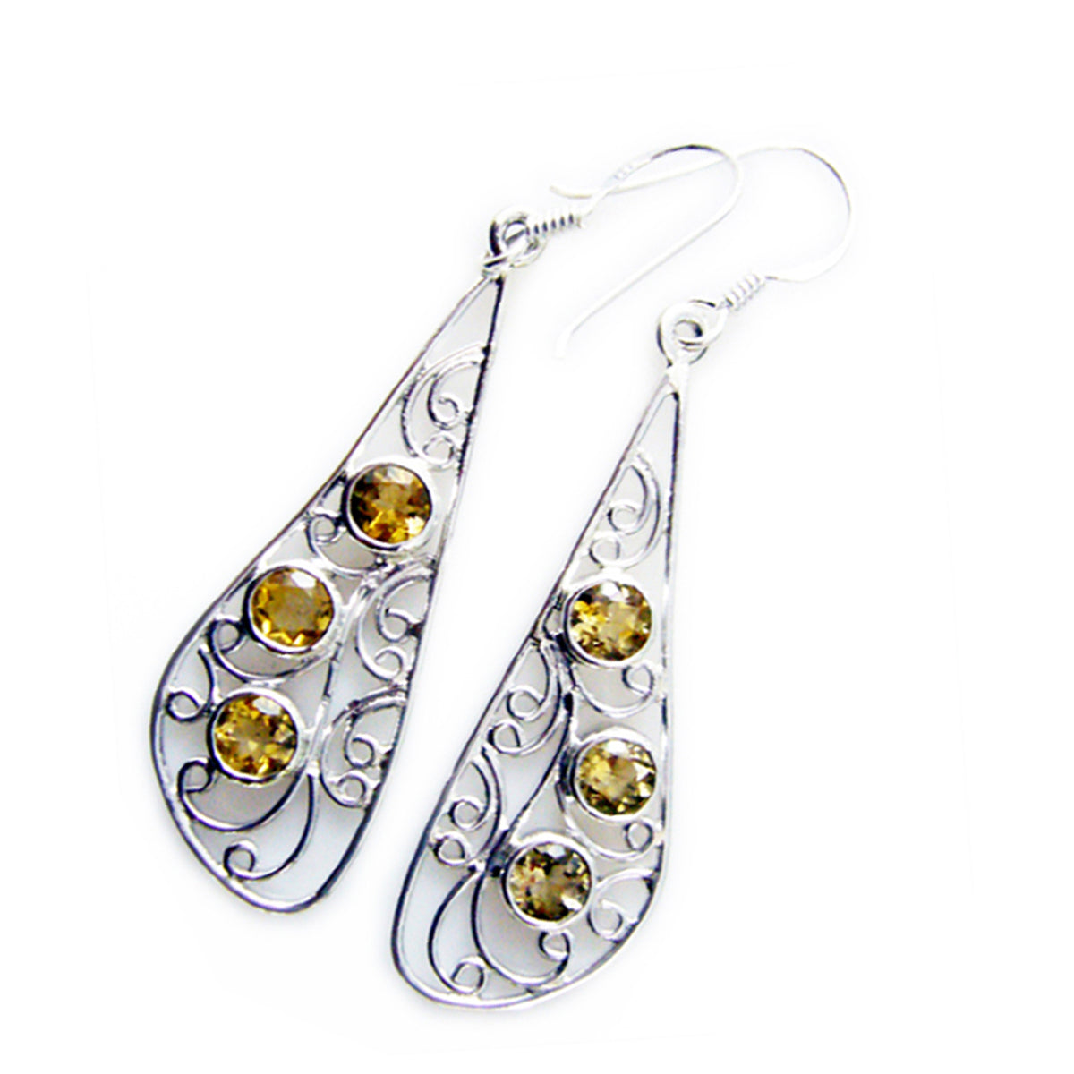 Citrine-Japanese-Pilar-multiple-Dangle-Yellow-925-Sterling-Silver-Earring