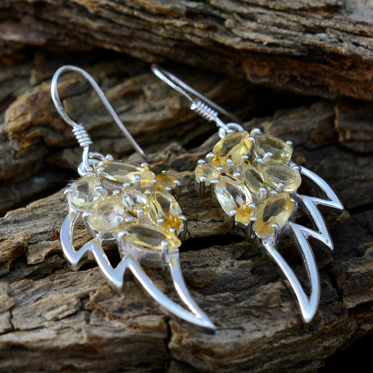 Citrine-American-Victoria-multiple-Dangle-Yellow-925-Silver-Earring
