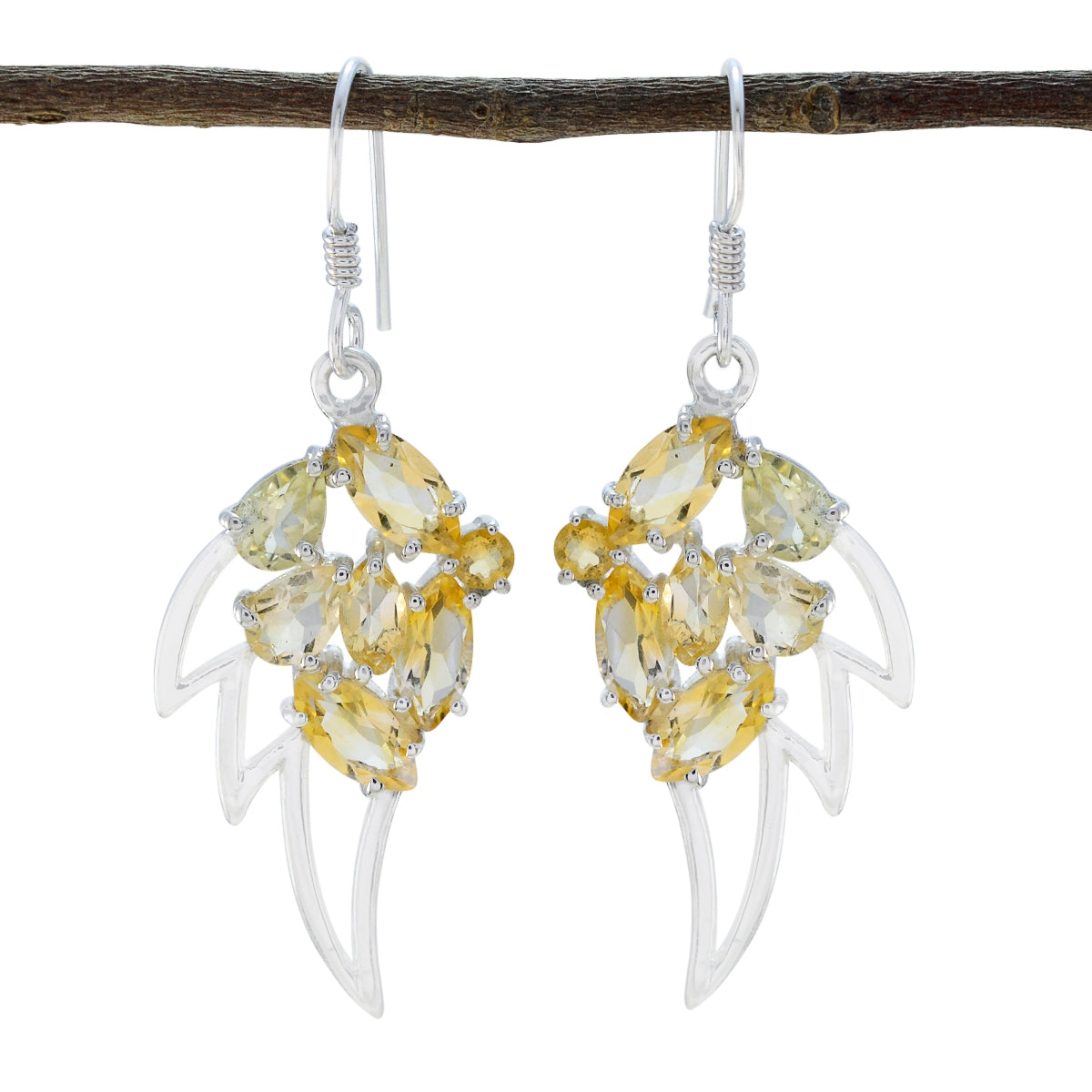 Citrine-American-Victoria-multiple-Dangle-Yellow-925-Silver-Earring Huvudsaklig produktbild