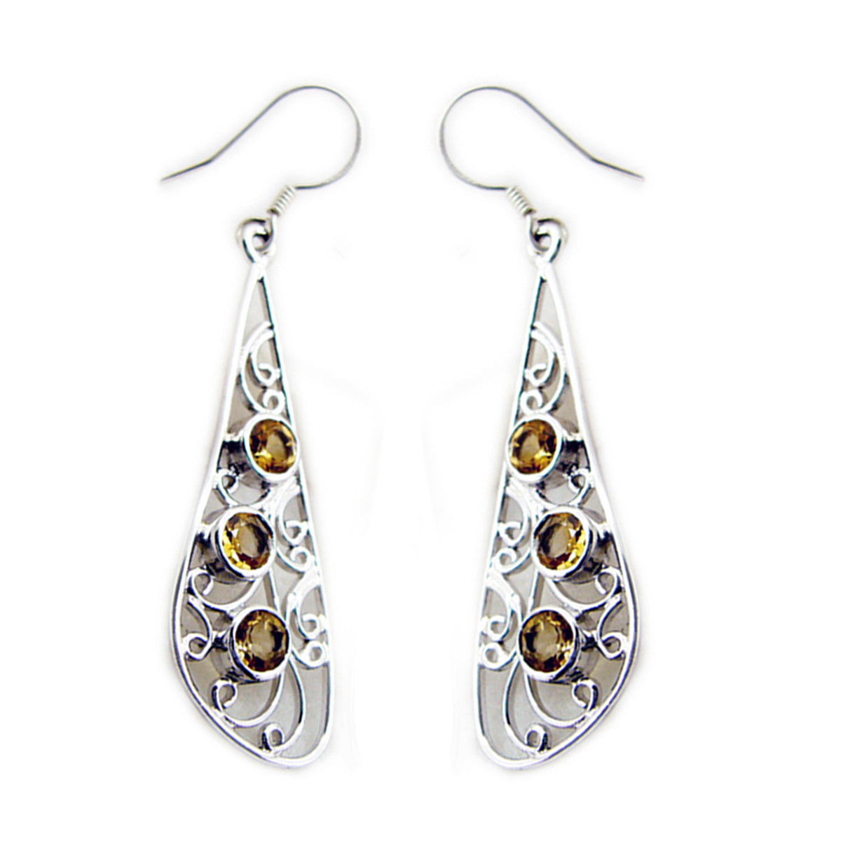 Citrine-Middle-Eastern-Yasmine-multiple-Dangle-Yellow-92.5-Silver-Earring