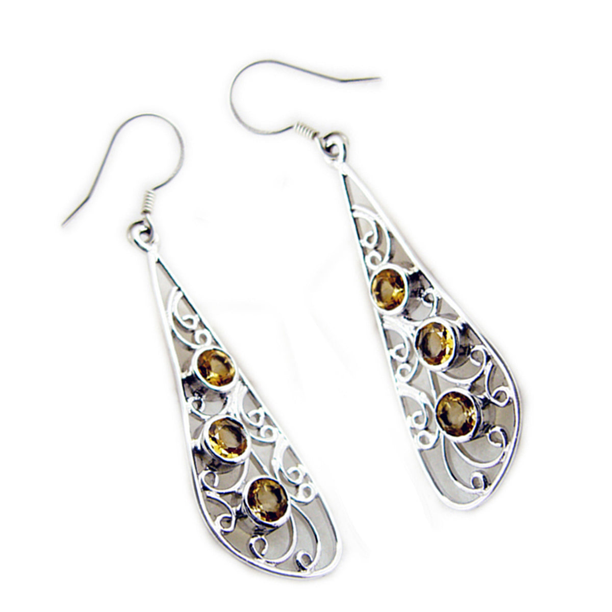 Citrine-Middle-Eastern-Yasmine-multiple-Dangle-Yellow-92.5-Silver-Earring