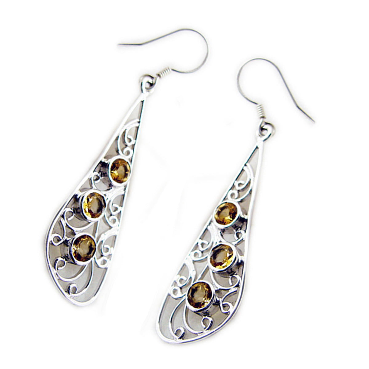 Citrine Middle Eastern Yasmine multiple Dangle Yellow 92.5 Silver Earring Второстепенное изображение товара
