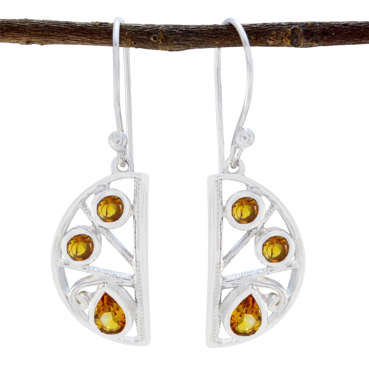 Citrine-Middle-Eastern-Audrey-multiple-Dangle-Yellow-92.5-Silver-Earring Главное изображение товара