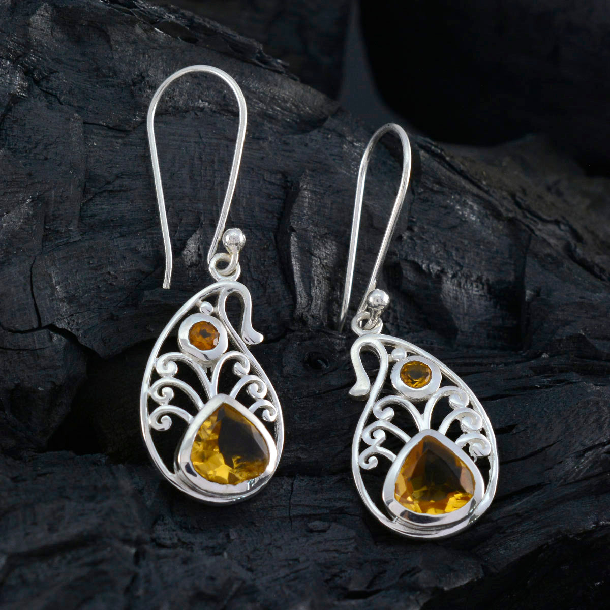 Citrine-French-Ha-eun-Toi-et-Moi-Dangle-Yellow-925-Silver-Earring