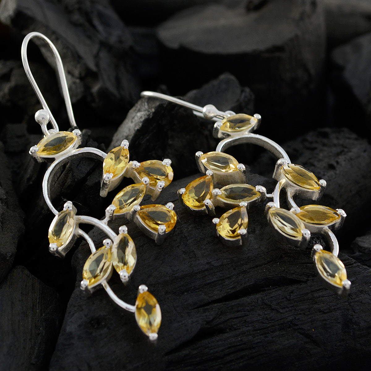 Citrine-Spanish-Elena-multiple-Dangle-Yellow-Silver-Earring
