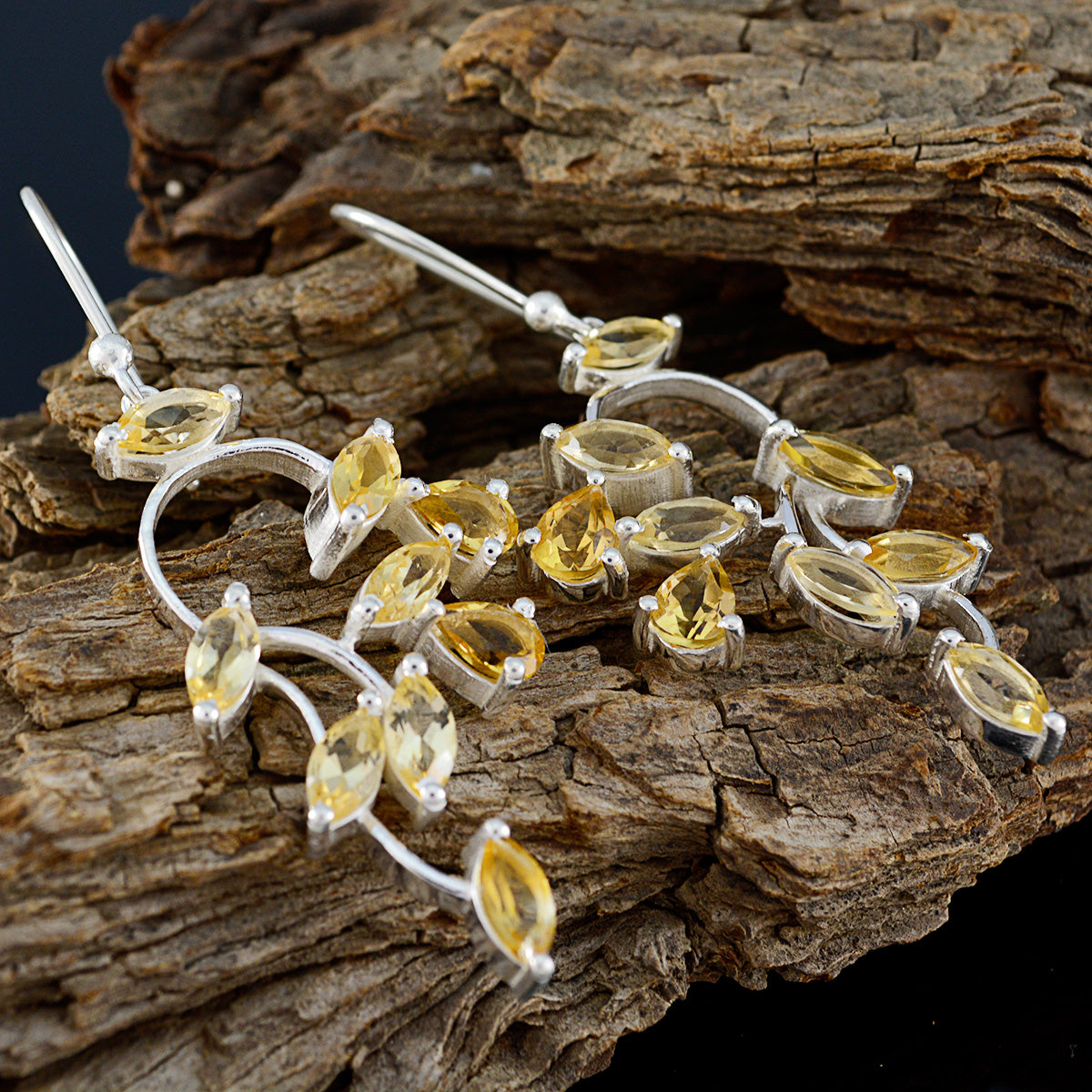 Citrine-Spanish-Elena-multiple-Dangle-Yellow-Silver-Earring