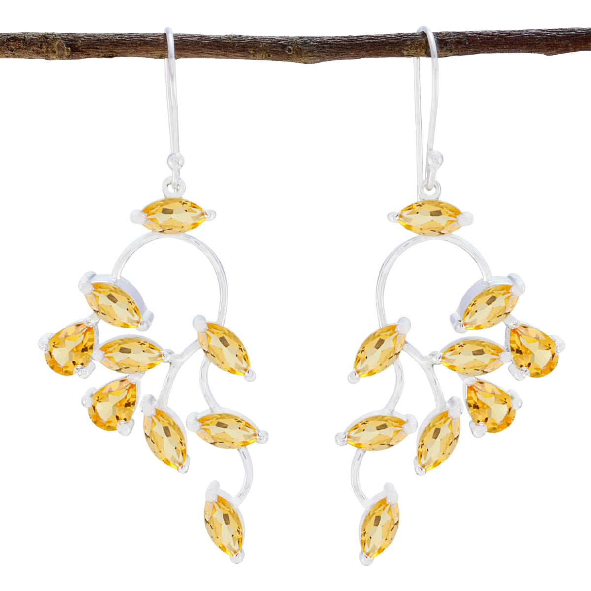 Citrine-Spanish-Elena-multiple-Dangle-Yellow-Silver-Earring
