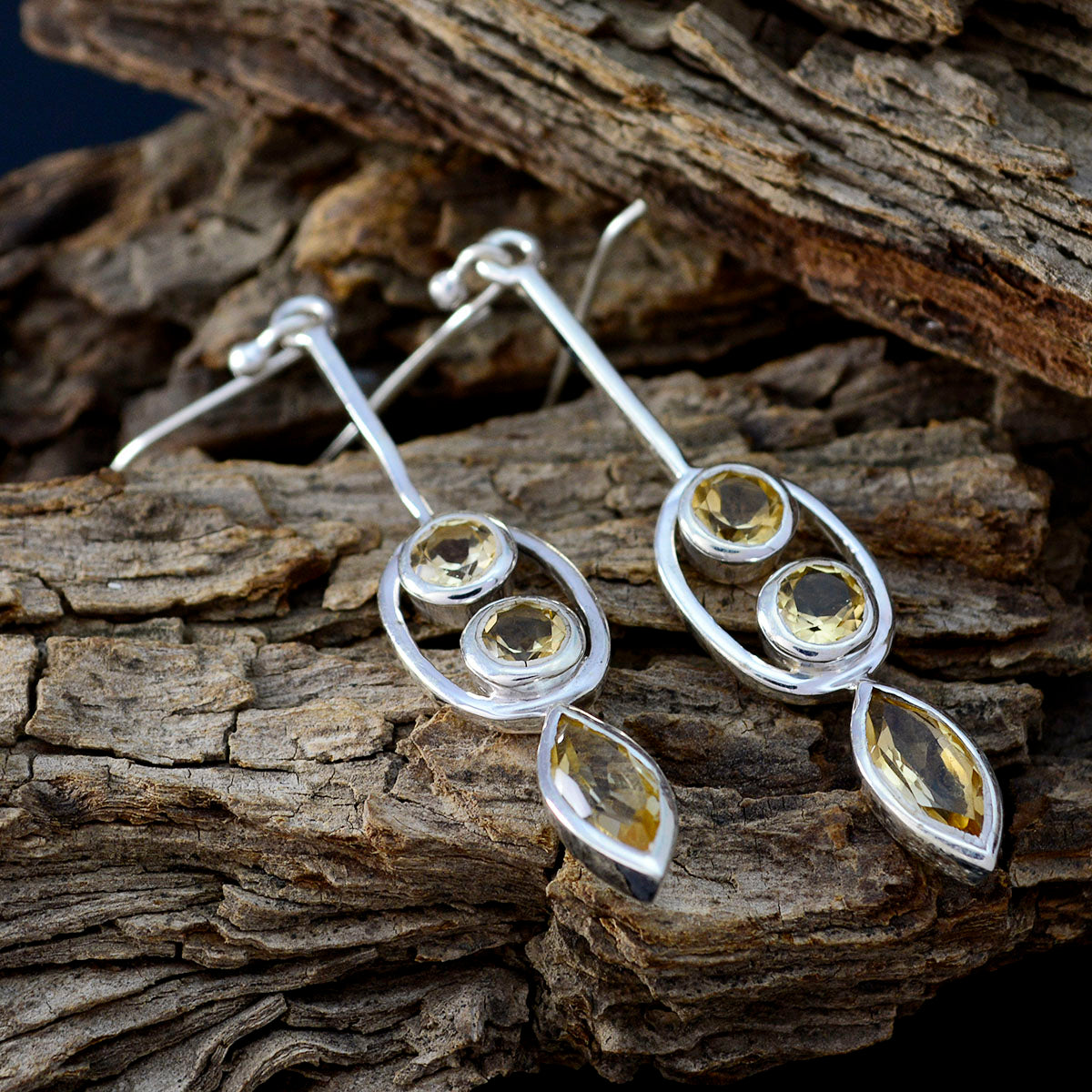 Citrine-African-Emilia-multiple-Dangle-Yellow-Silver-Earring