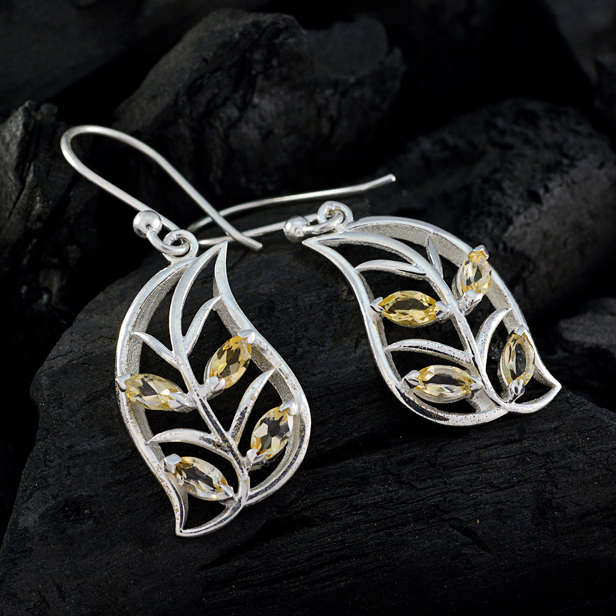 Citrine-Japanese-Josephine-multiple-Dangle-Yellow-Silver-Earring