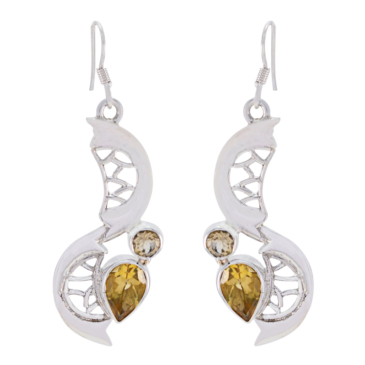 Citrine-Mexican-Zoe-multiple-Dangle-Yellow-Silver-Earring