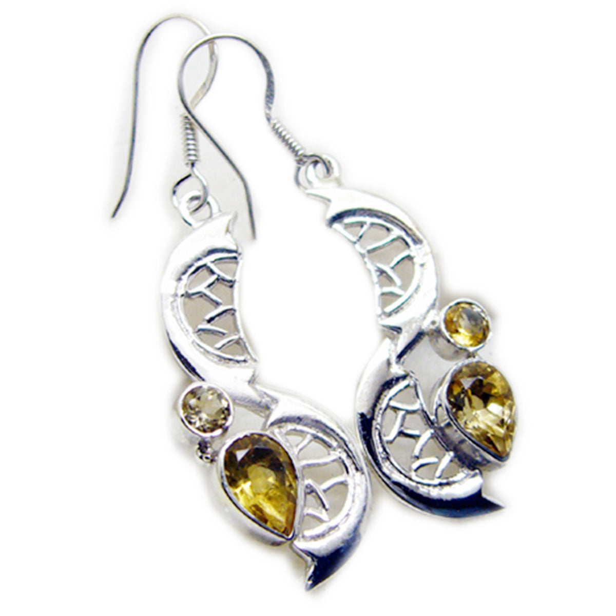 Citrine-Mexican-Zoe-multiple-Dangle-Yellow-Silver-Earring