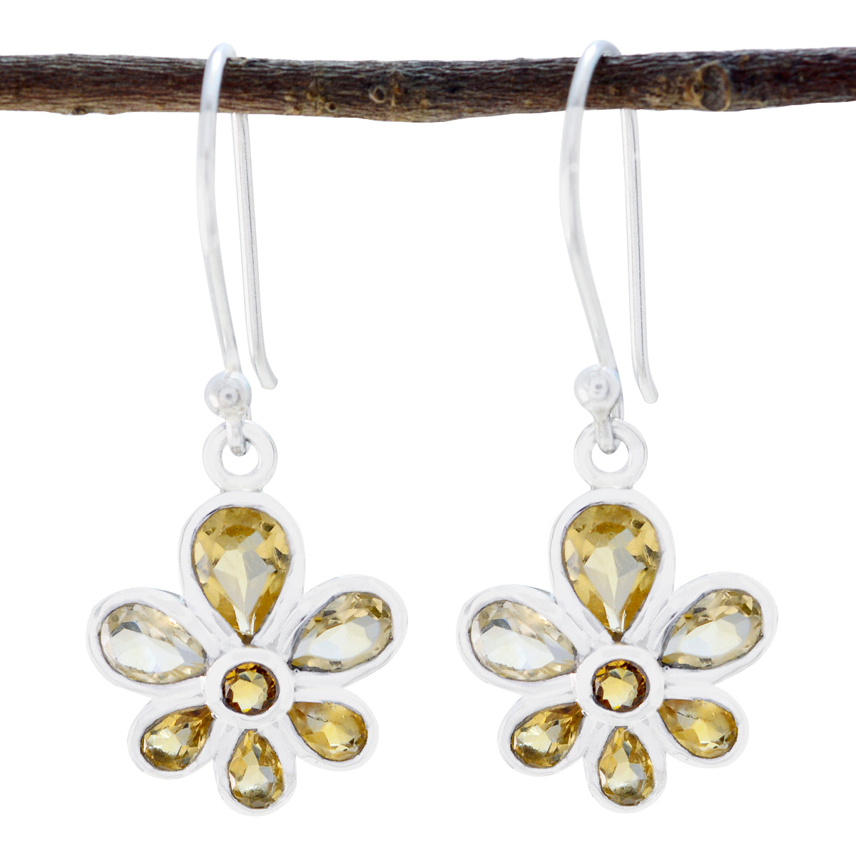 Citrine-Spanish-Ji-eun-multiple-Dangle-Yellow-925-Silver-Earring Imagen principal del producto