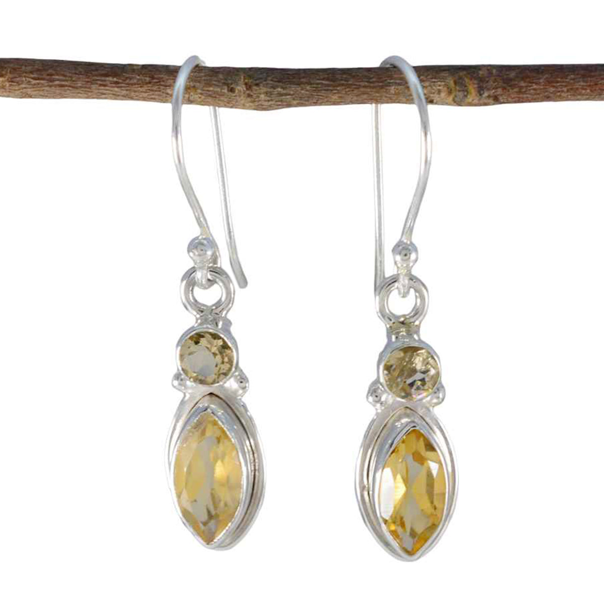 Citrine-French-Audrey-Toi-et-Moi-Dangle-Yellow-Silver-Earring