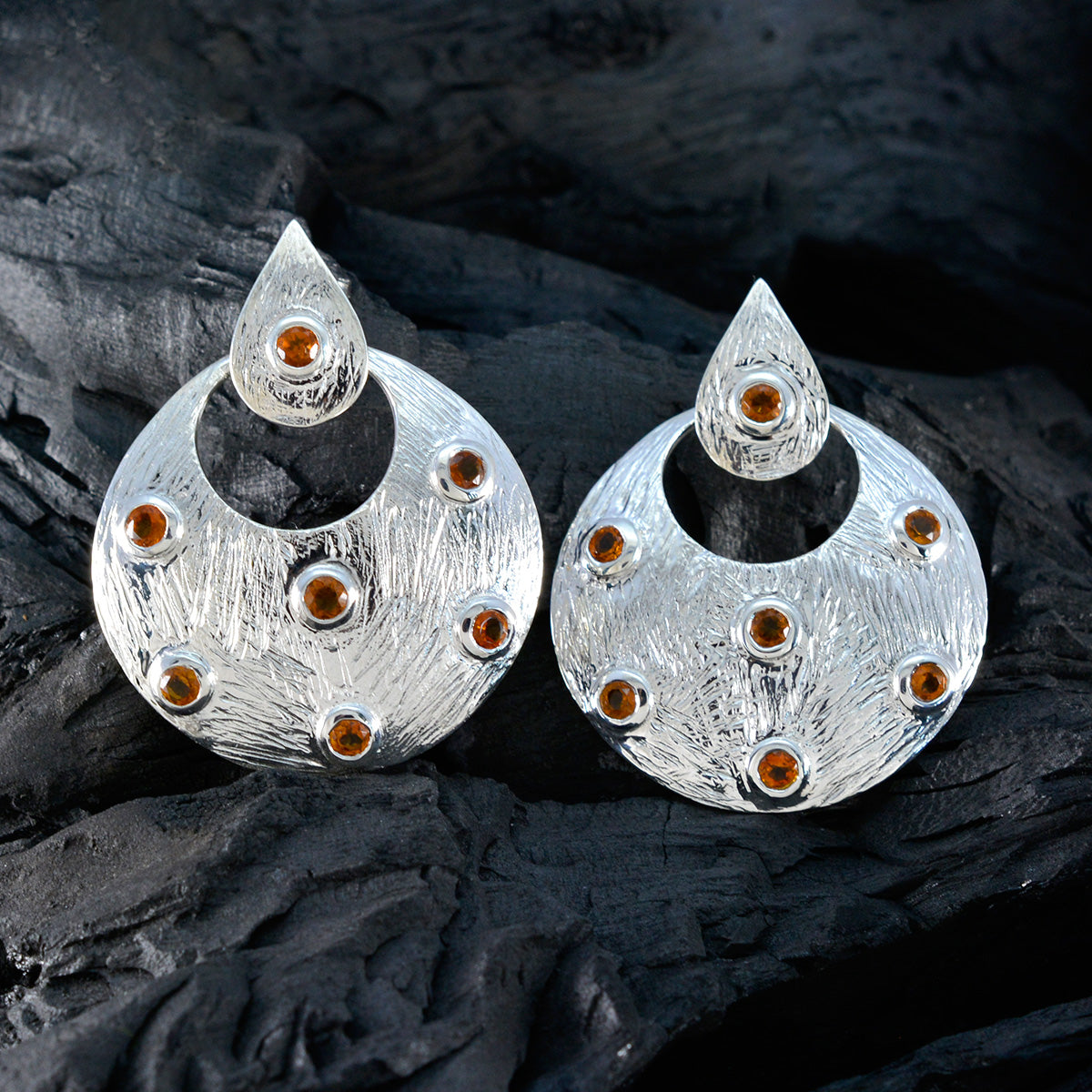 Citrine-Latin-American-Xiu-multiple-Stud-Yellow-925-Sterling-Silver-Earring