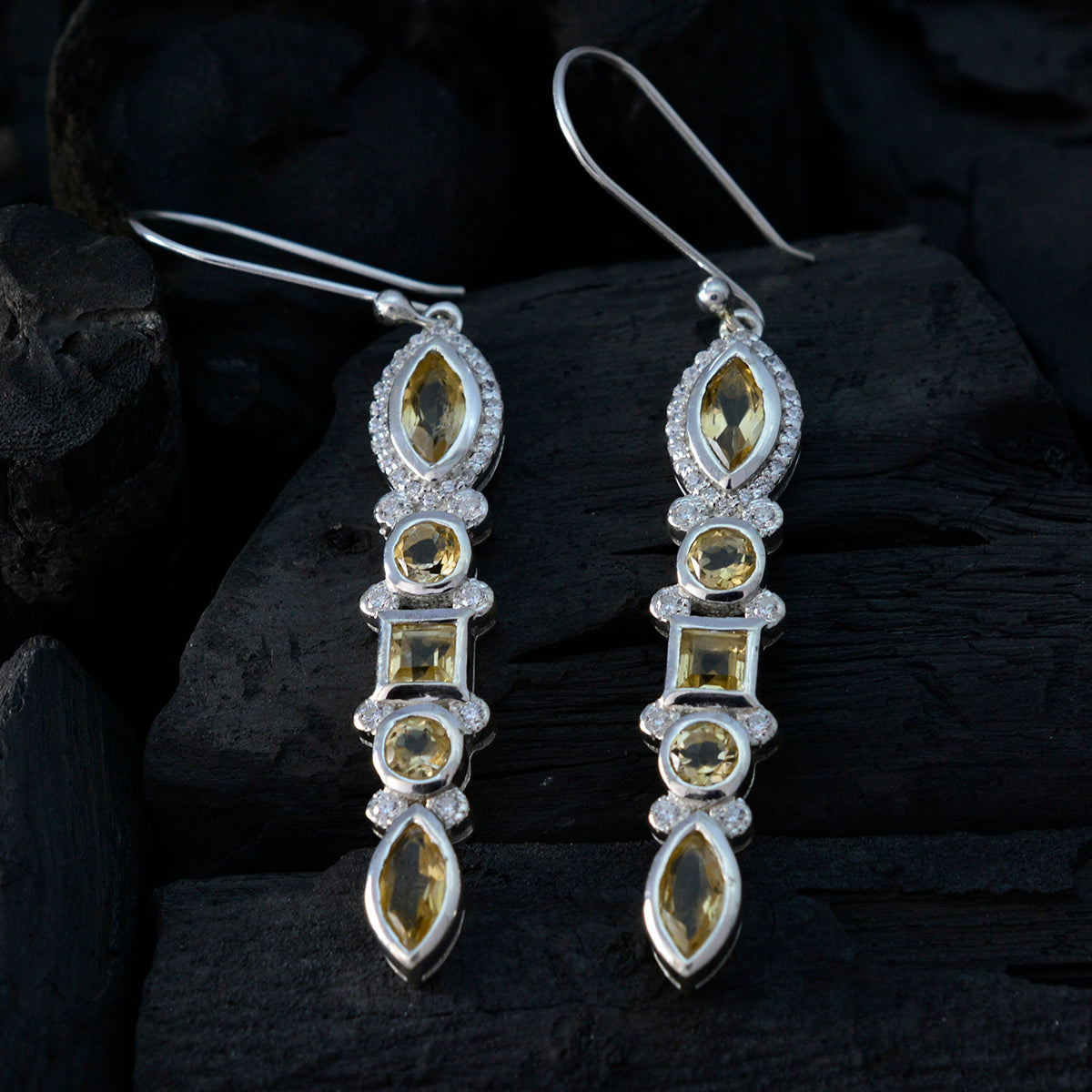 Citrine-Spanish-Aiko-multiple-Dangle-Yellow-92.5-Silver-Earring