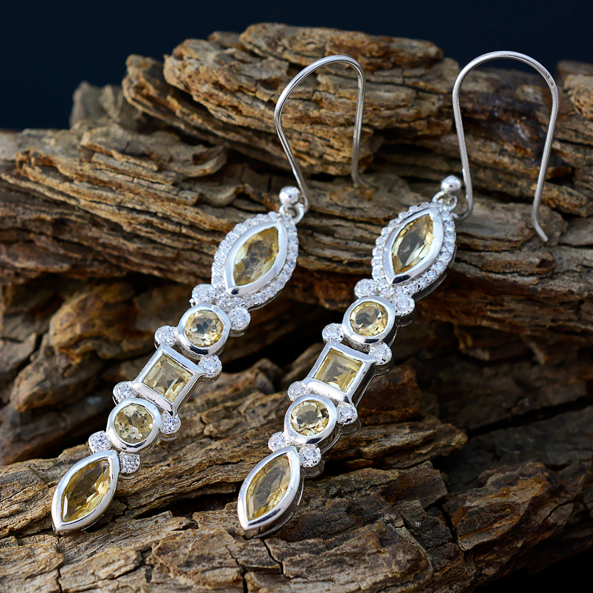 Citrine-Spanish-Aiko-multiple-Dangle-Yellow-92.5-Silver-Earring