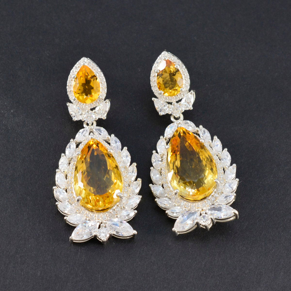 Citrine-Indian-Araya-multiple-Stud-Yellow-Sterling-Silver-Earring