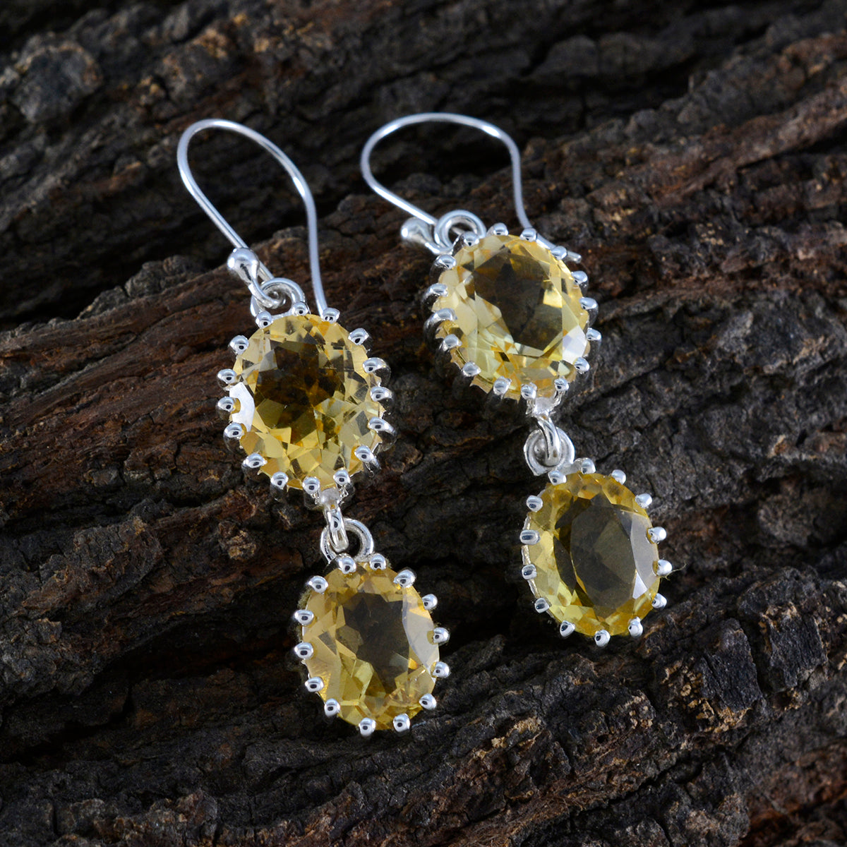 Citrine-American-Laura-Toi-et-Moi-Dangle-Yellow-925-Sterling-Silver-Earring