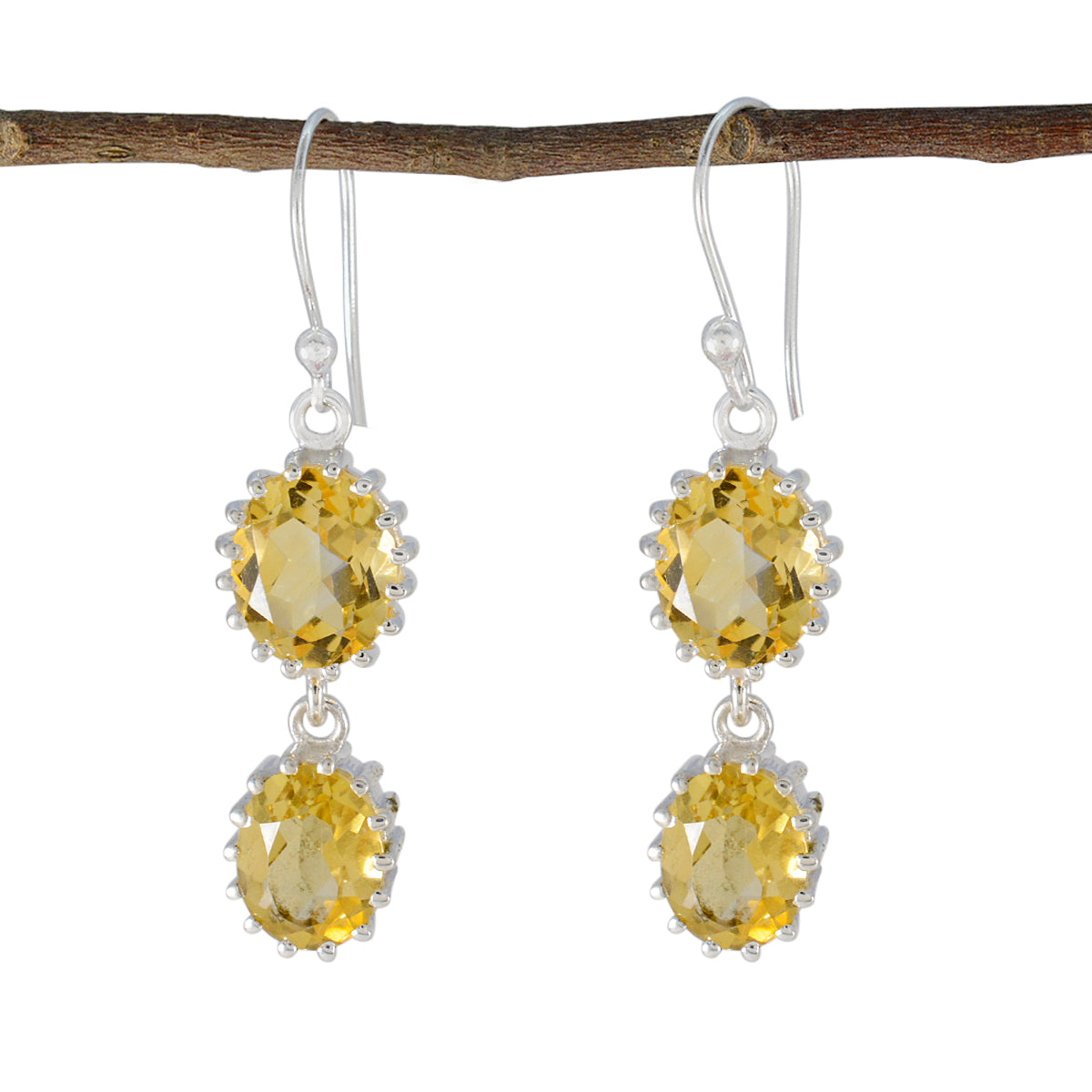 Citrine-American-Laura-Toi-et-Moi-Dangle-Yellow-925-Sterling-Silver-Earring メイン画像