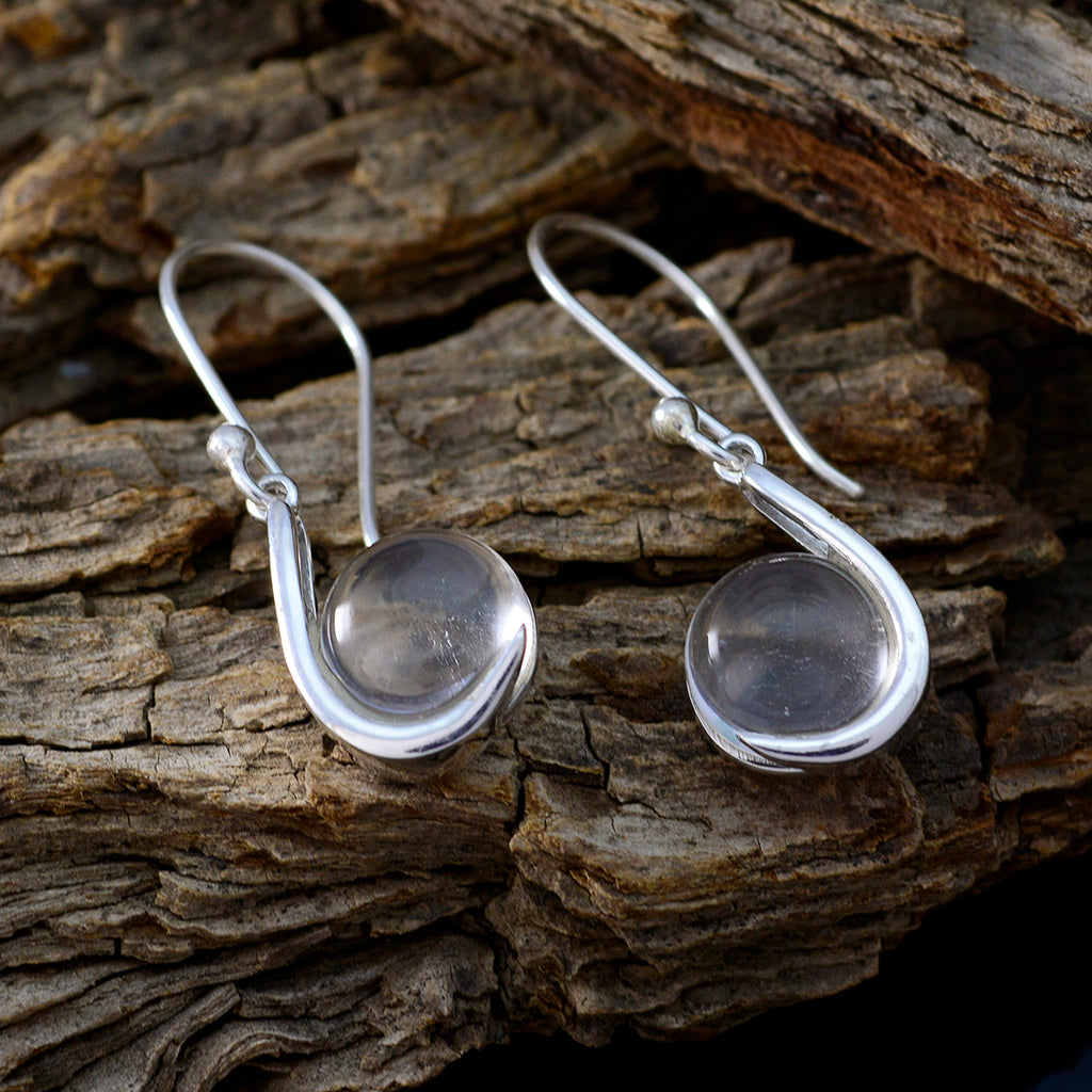Crystal-Quartz-African-Eun-ji-Solitaire-Dangle-White-925-Silver-Earring