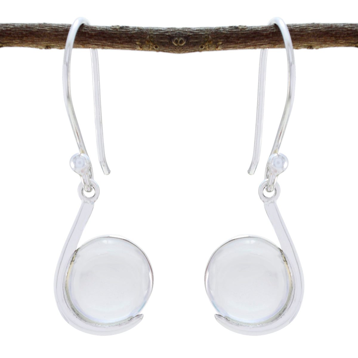 Crystal-Quartz-African-Eun-ji-Solitaire-Dangle-White-925-Silver-Earring メイン画像