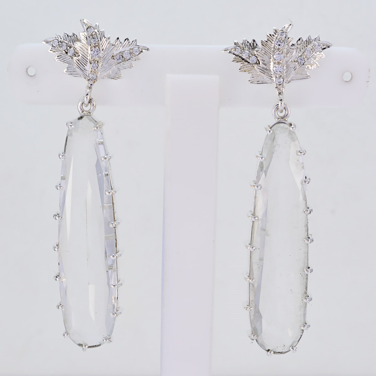 Crystal-Quartz-Indian-Zara-multiple-Stud-White-925-Silver-Earring