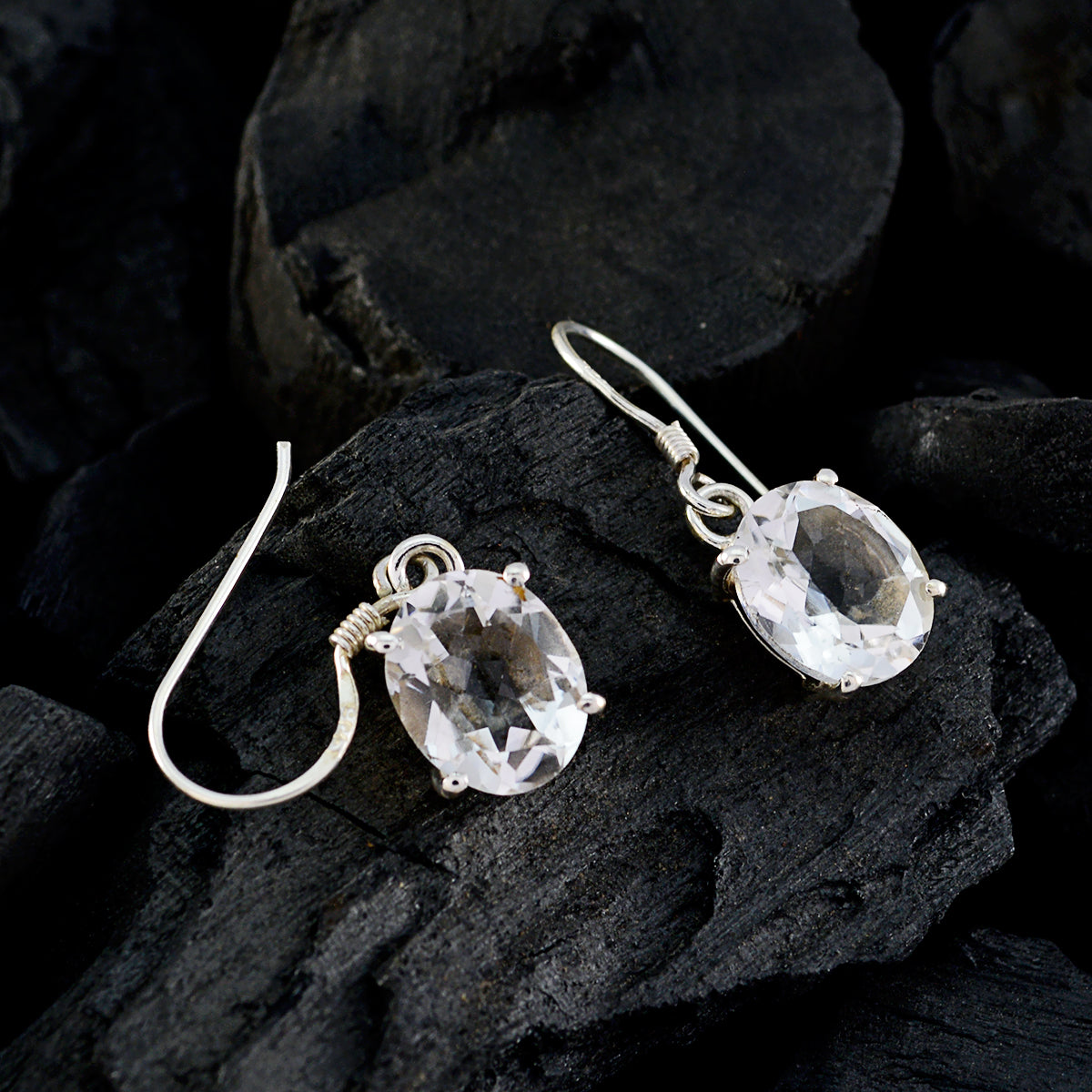 Crystal-Quartz-American-Hina-multiple-Dangle-White-Sterling-Silver-Earring