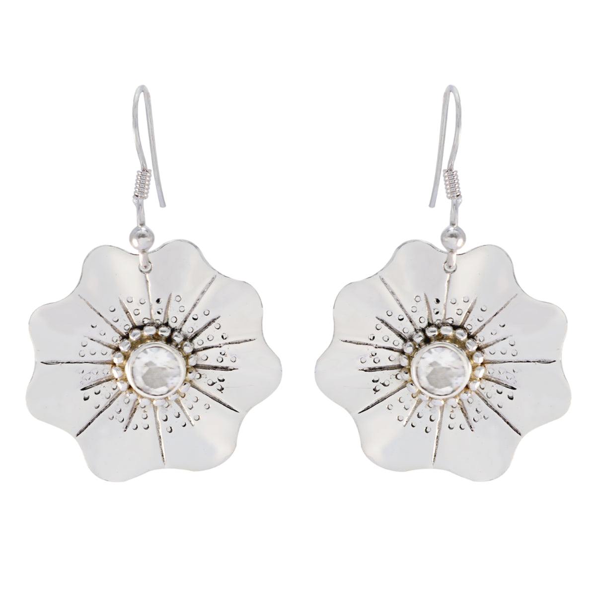 Crystal-Quartz-Latin-American-Agnes-Solitaire-Dangle-White-Sterling-Silver-Earring