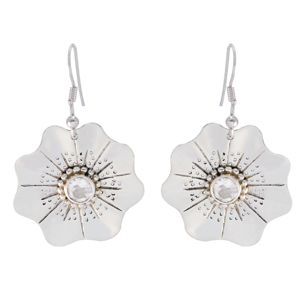 Crystal-Quartz-Latin-American-Agnes-Solitaire-Dangle-White-Sterling-Silver-Earring