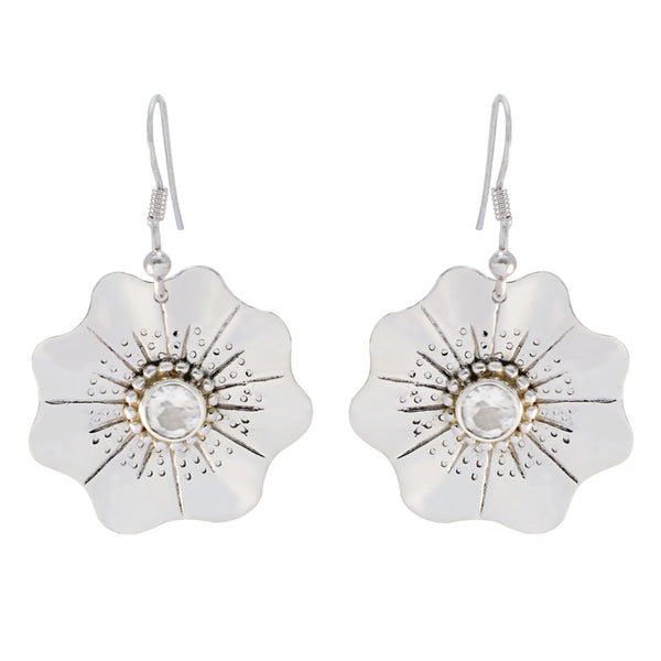 Crystal-Quartz-Latin-American-Agnes-Solitaire-Dangle-White-Sterling-Silver-Earring