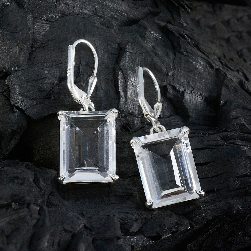 Crystal-Quartz-Middle-Eastern-Jiwoo-Solitaire-Dangle-White-925-Silver-Earring