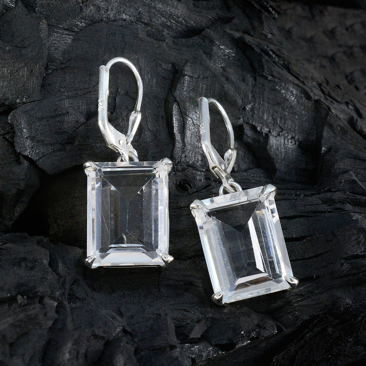 Crystal-Quartz-Middle-Eastern-Jiwoo-Solitaire-Dangle-White-925-Silver-Earring