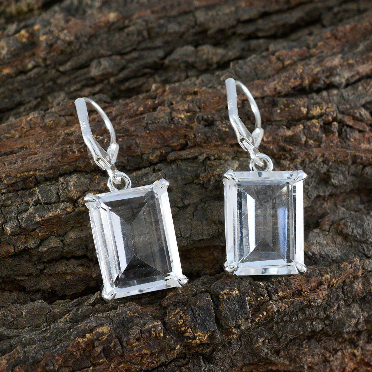 Crystal-Quartz-Middle-Eastern-Jiwoo-Solitaire-Dangle-White-925-Silver-Earring