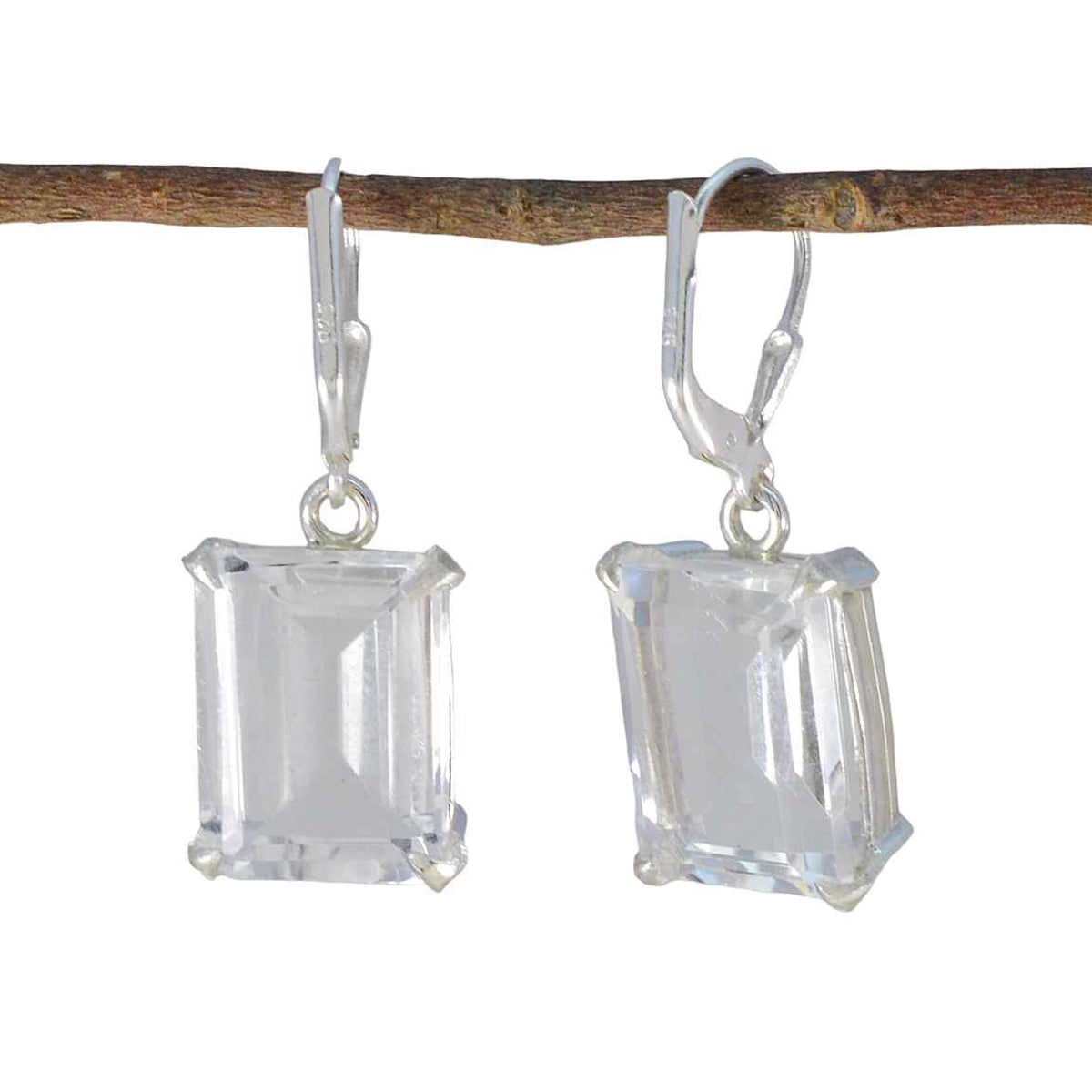 Crystal-Quartz-Middle-Eastern-Jiwoo-Solitaire-Dangle-White-925-Silver-Earring